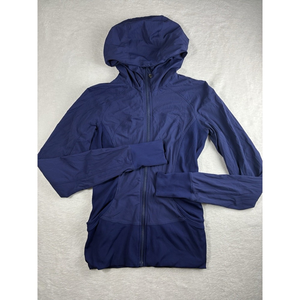 Lululemon In Flux Jacket Womens Size 6 Reversible Full Zip Hooded Stretch Blue